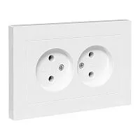 Розетка 2-м СП Эпика 16А без заземл. без защ. шторок с рамкой механизм бел. EKF UP1-SOW-200