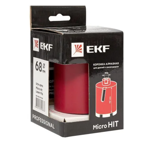 Коронка алмазная для дрелей с микроударом DCH-68MH Micro Hit Laser M16 Professional EKF dch-68-mh-m16 фото 5