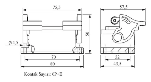 Вилка 2-фиксатора для панели 6 полюсов 16А EMAS EBM06FM42 фото 2