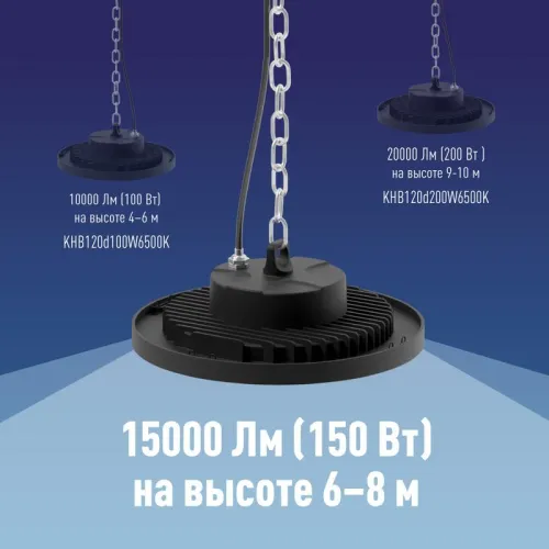 Светильник светодиодный UFO HIgh Bay 150Вт 6400К 174-265В для высоких пролетов КОСМОС KHB120d150W6500K фото 6