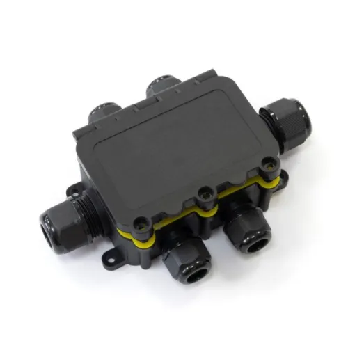 Коробка распределительная ОП 131х95х37 6-вводная IP68 ПА66 40А 450В d3.5-12мм с откидной крышкой черн. Промрукав PR08.13155