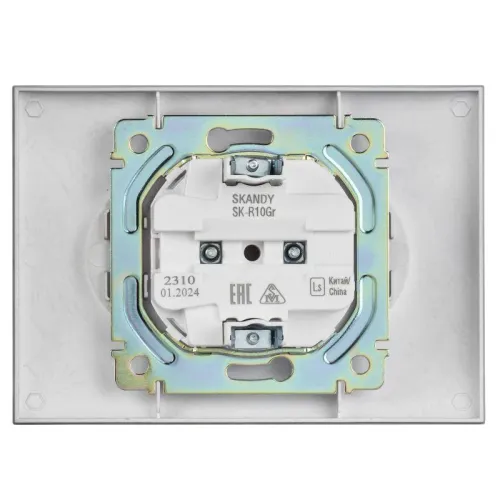 Розетка 2-м SKANDY 10А без заземл. без защ. шторок в сборе SK-R10Gr сер. IEK SK-R20-10-K03-F фото 4
