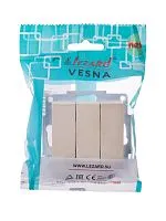 Выключатель 3-кл. СП Vesna механизм крем. LEZARD 742-0388-109