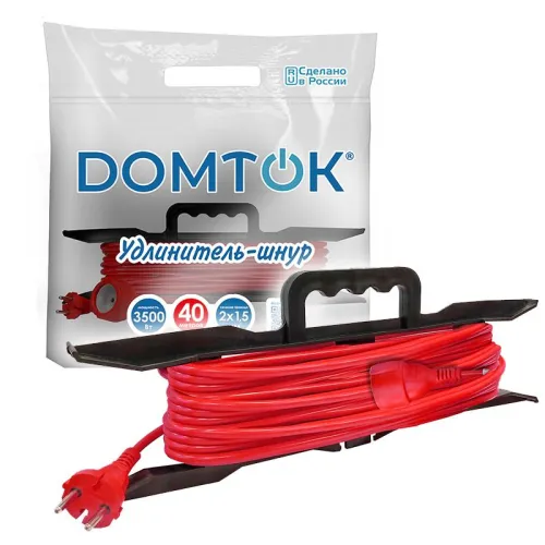 Удлинитель-шнур на рамке 1х40м без заземл. 16А IP20 3.5кВт ПВС 2х1.5 DOMTOK 2502 фото 4