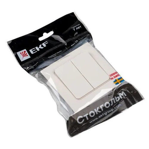 Выключатель 2-кл. Стокгольм 10А бел. PROxima EKF EXV10-023-10 фото 5
