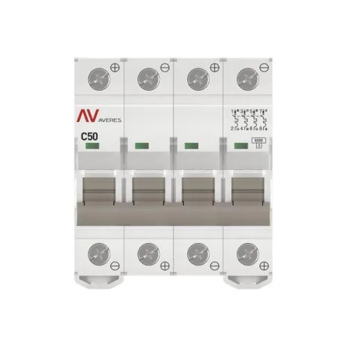 Выключатель автоматический модульный 4п C 50А 6кА AV-6 AVERES EKF mcb6-DC-4-50C-av фото 3