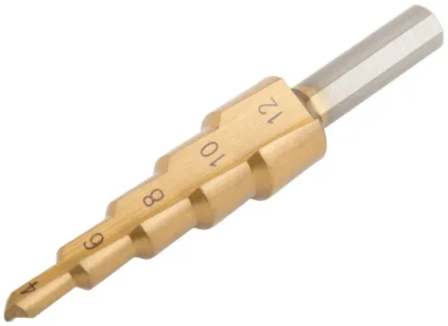 Сверло ступенчатое HSS по металлу 5 ступеней 4-12мм MOS 36381М фото 2