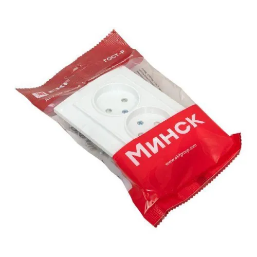 Розетка 2-м СП Минск 10А IP20 без заземл. защ. шторки бел. Basic EKF ERR10-102-100 фото 6