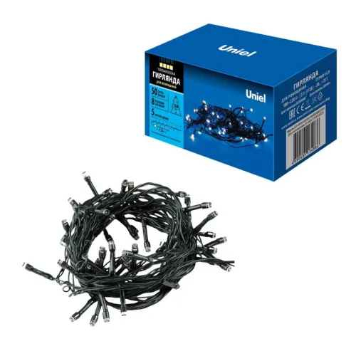 Гирлянда LED ULD-S0500-050/DGA WARM WHITE IP20 5м 50 диодов. тепл. бел. свет провод зел. Uniel UL-00007304 фото 10