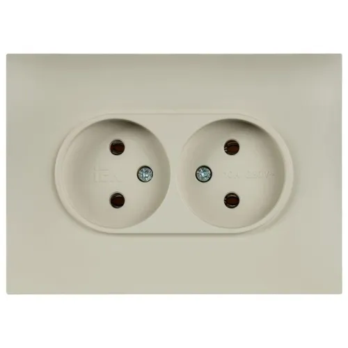 Розетка 2-м SKANDY 10А без заземл. без защ. шторок в сборе SK-R10B беж. IEK SK-R20-10-K10-F фото 3