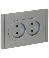 Розетка 2-м СП FORTE&PIANO FP525 10А без заземл. защ. шторки безвинт. крепл. сталь IEK FP-R23-10-1-K46
