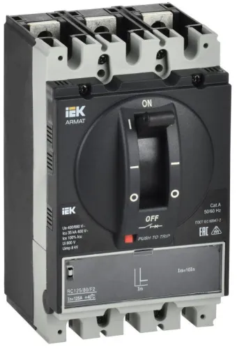 Выключатель автоматический в литом корпусе 3п A 35кА 80А расцепитель электромагн. регулируемый ARMAT IEK AR-MCCB-3A-035-0080A-MTUC