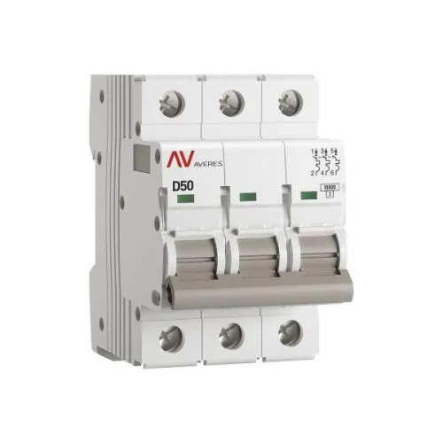 Выключатель автоматический модульный 3п D 50А 10кА AV-10 AVERES EKF mcb10-3-50D-av
