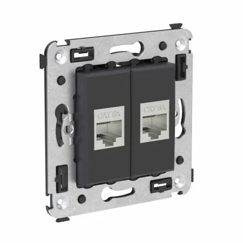 Розетка компьютерная 2-м СП Avanti "Черный матовый" RJ45 кат.6A без шторок экранир. механизм DKC 4412774 фото 5