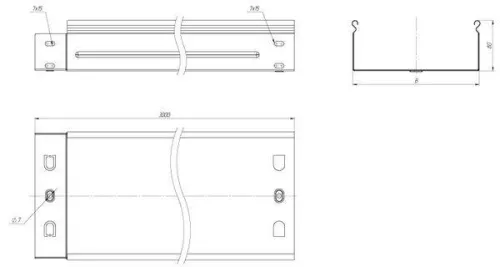 Лоток листовой неперфорир. 500х80 L3000 сталь 1мм EKF L8050000 фото 2