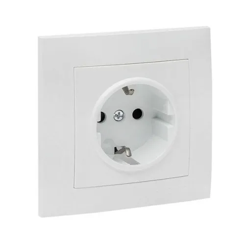 Розетка 1-м СП Валенсия 16А IP20 с заземл. защ. шторки бел. PROxima EKF EWR16-028-10 фото 3