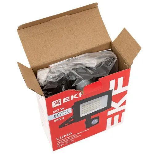 Прожектор светодиодный СДО-3004 50Вт 6500К IP54 с инфракрасным датчиком движения EKF FLL-3004-50D-6500 фото 8