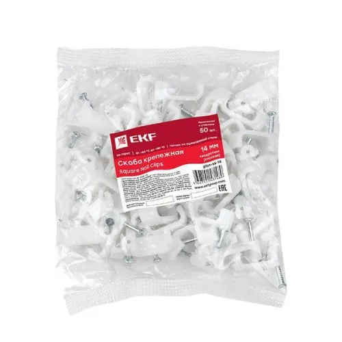 Скоба крепежная квадратная плоская 14мм (уп.50шт) EKF plcn-ss-14 фото 2