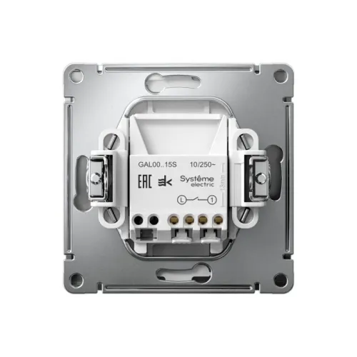 Выключатель кнопочный 1-кл. ArtGallery быстрозажим. клем. механизм сталь SE GAL000915S фото 3