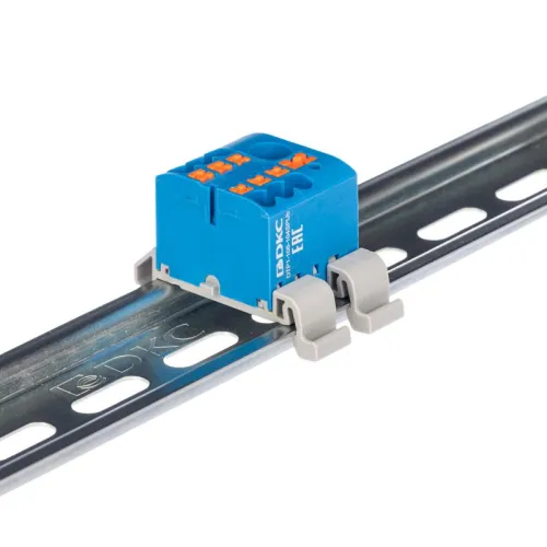 Блок распределительный зажим push-in 1 ввод 6кв.мм 6 точек подключения 25кв.мм син. DKC DTP1-106-104SPUB фото 3