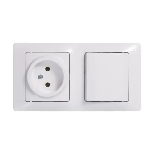 Блок комбинированный Glossa (розетка + 1-кл. выкл.) бел. SE GSL000160 фото 2