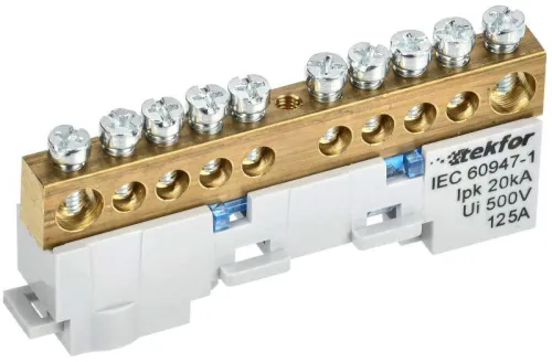 Шина нулевая N неизол. на универс. держ. 8х12-10-С TEKFOR IEK TF-NN20-10-DL-K07