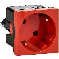 Розетка 2мод. 16А 250В 45град. с заземл. защ. шторки безвинт. зажимы красн. ИЭК Leg 4525059