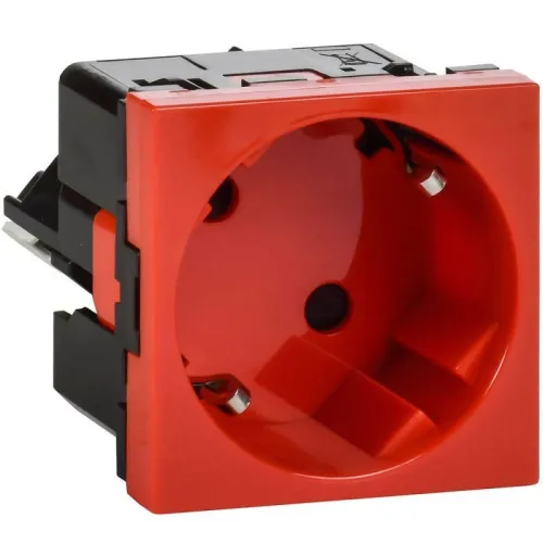 Розетка 2мод. 16А 250В 45град. с заземл. защ. шторки безвинт. зажимы красн. ИЭК Leg 4525059
