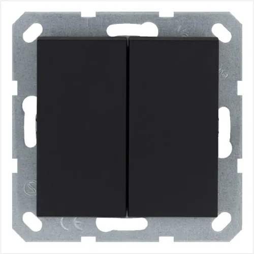 Переключатель перекрестный 2-кл. 10А IP20 механизм черн. матов. soft touch Jasmart G3014PB