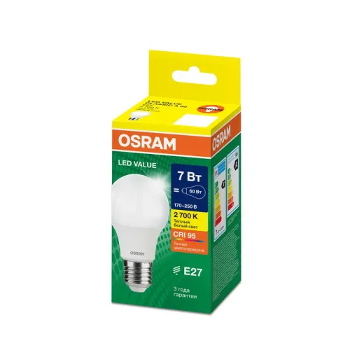 Лампа светодиодная LED G4 Value LVCLA60 7W/927 CRI95 7Вт 2700К 700лм грушевидная матов. E27 170-250В OSRAM 4058075577893 фото 6