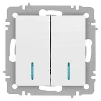 Выключатель Accent 6-105-01М двойн. с подсветкой 10А-250В IP20 СУ AL/CU бел. матов. Intro Б0063507