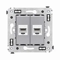 Розетка компьютерная 2-м СП Avanti "Закаленная сталь" RJ45 кат.6A без шторок механизм DKC 4404674