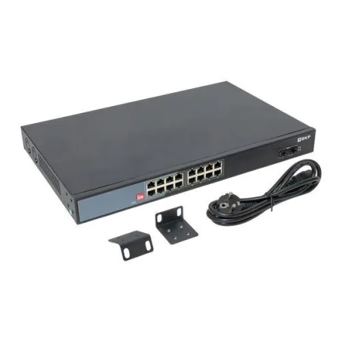 Коммутатор неуправляемый промышленный U-2GX/SFP-16GTP-R 2 порта 1000Base-X SFP 16 портов 10/100/1000Base-T(X) RJ45 c PoE монтаж в 19" стойку TSX EKF TSX-U-2GX/SFP-16GTP-R фото 12