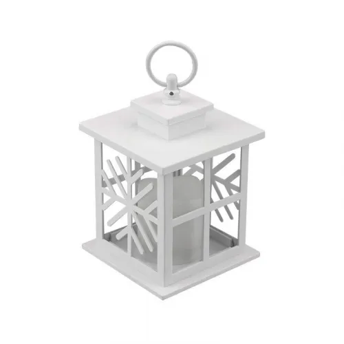 Фонарь декоративный 12х12х18см тепл. бел. со свечкой со снежинкой корпус бел. Neon-Night 513-043 фото 2