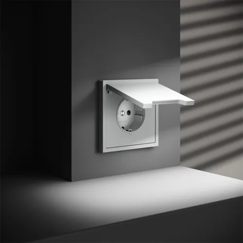 Розетка 1-м СП S70 16А с заземл. защ. шторки + крышка механизм бел. матов. Voltum VLS040302 фото 2