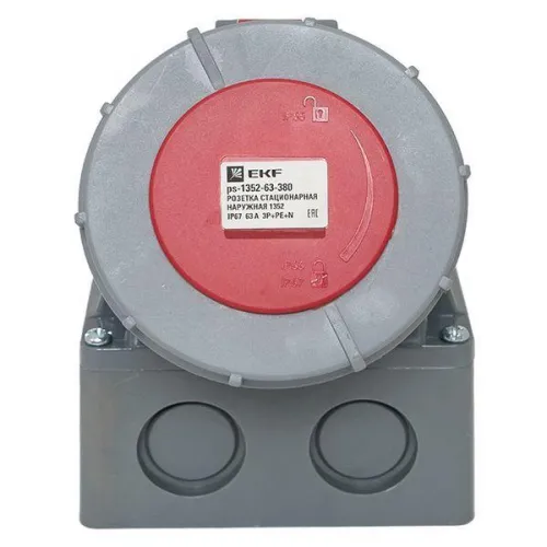 Розетка стационарная наружная 1352 3Р+РЕ+N 63А 380В IP67 PROxima EKF ps-1352-63-380 фото 2