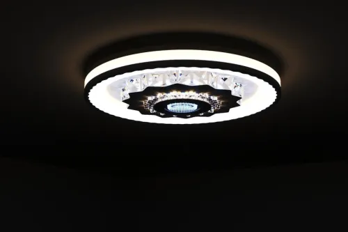 Люстра светодиодная CRYSTAL 3D 120Вт 480х480х60мм 40кв.м потолочная ДУ 3 режима диммир. бел. Ritter 52368 0 фото 5