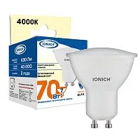 Лампа светодиодная GU10 7Вт софит 4000К 630лм 230В IONICH 1901