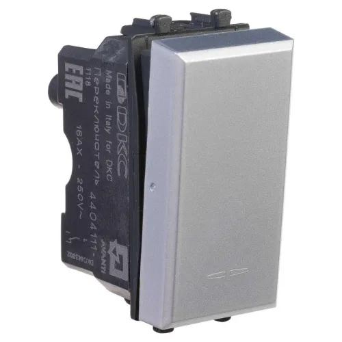 Переключатель модульный 1-кл. 1мод. Avanti "Закаленная сталь" 16А сер. DKC 4404111 фото 3