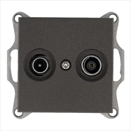 Розетка телевизионная оконечная TV + FM 2-м Ф9.5мм механизм мокко Jasmart G6204Z