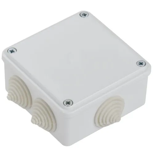 Коробка распаячная ОП КМ 100х100х45 IP44 6 вводов бел. IEK UKO11-100-100-045-K01-44 фото 3