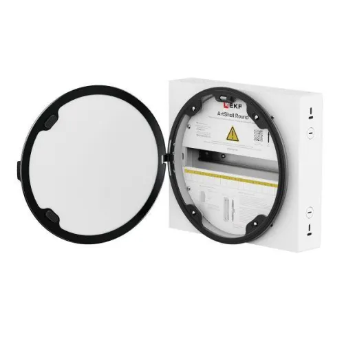 Корпус ArtShell Round силовой встраив. 16мод. Круглый черн. дверь из закал. стекла EKF artshell-r-16p-cb фото 3