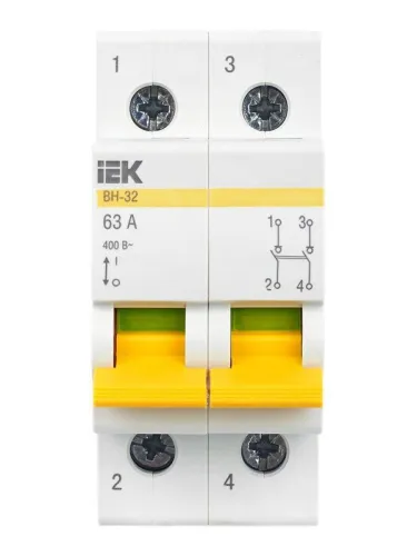Выключатель нагрузки (мини-рубильник) 2п 63А ВН-32 KARAT IEK MNV10-2-063 фото 2