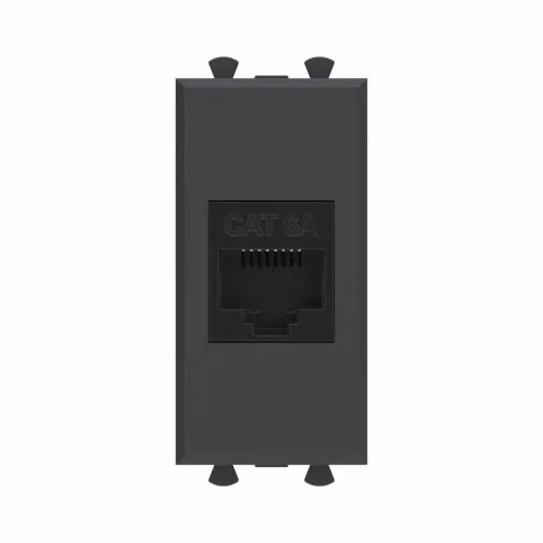 Розетка компьютерная 1мод. Avanti "Черный матовый" RJ45 кат.6A без шторок модульная механизм DKC 4412671