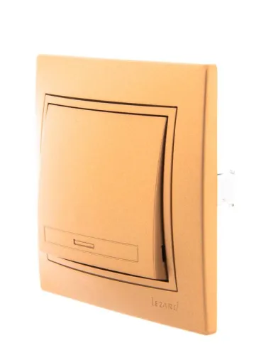 Выключатель 1-кл. СП Mira 10А IP20 со вставкой зол. метал. LEZARD 701-1313-100 фото 3