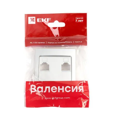 Панель лицевая Валенсия для розетки 2-м RJ-45 сталь PROxima EKF ESK02-L-035-30 фото 2