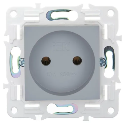 Розетка SKANDY 10А без заземл. без защ. шторок SK-R02Gr сер. IEK SK-R10-10-K03 фото 2