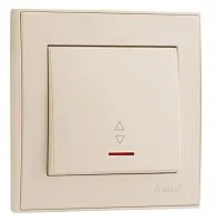 Переключатель проходной 1-кл. СП Rain 10А IP20 с подсветкой жемчуж./бел. метал. LEZARD 703-3030-114