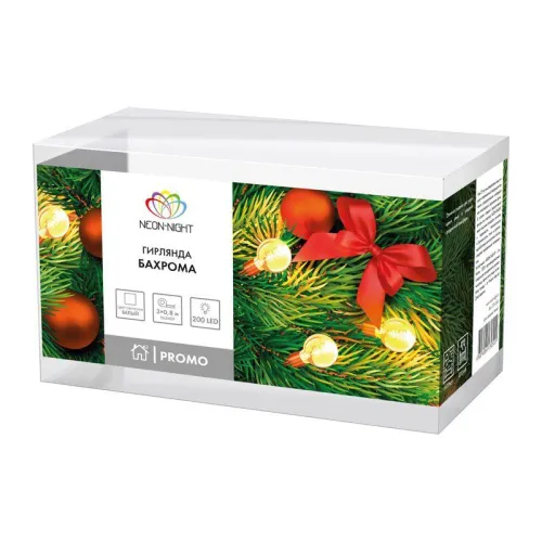 Гирлянда светодиодная "Бахрома" 3х0.8м 200LED бел. 16Вт IP20 провод ПВХ прозр. Neon-Night 255-065 фото 2