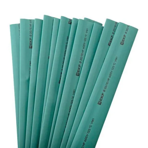 Трубка термоусадочная ТУТ нг 20/10 зел. 1м (уп.50м) PROxima EKF tut-20-j-1m фото 3